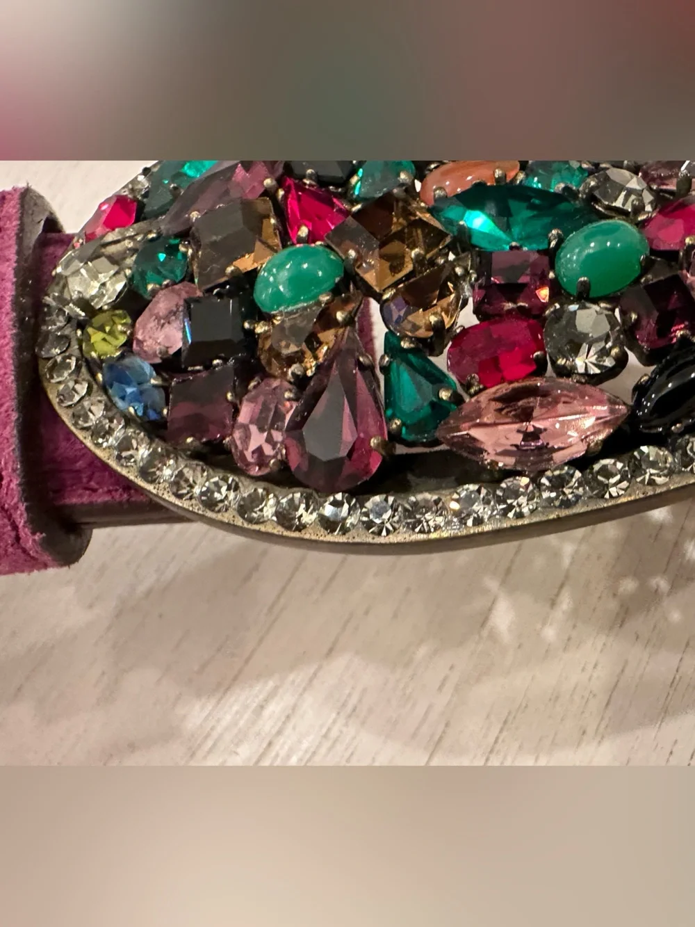 Vintage ETRO Size L Jeweled Paisley Suede Leather Belt Made in Italy